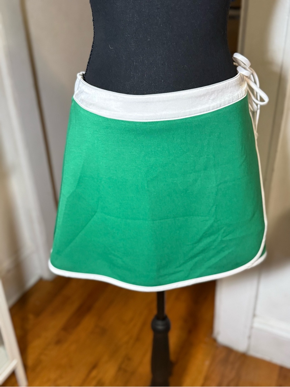 Champion Green Mini Skirt with White Trim and Side Tie